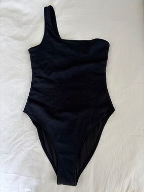 Good American One-Shoulder Black One-Piece Swimsuit Size 1